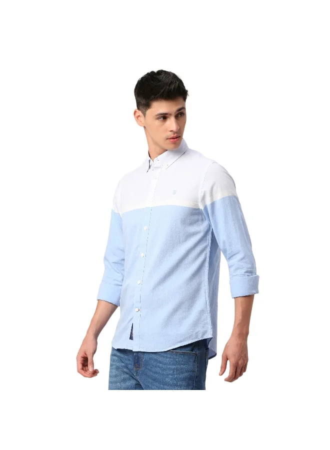 Being Human Mens Blue Collared Long Sleeve Shirt