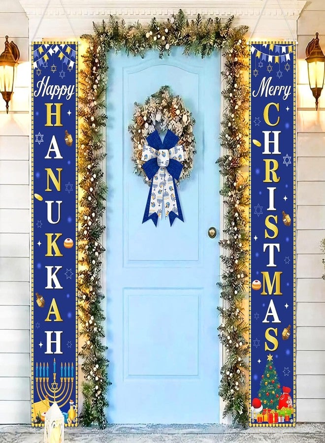 Threetols 2PCS Hanukkah Bows for Wreath, Jewish Christmas Blue Wreath Bows Rustic Farmhouse Bows for Front Door Wall Ornaments Menorah Dreidel Decorations Bows for Chanukah Home Indoor Outdoor Decor - Image 5