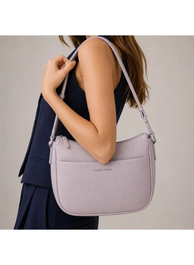 David Jones Snow Lilac David Jones Dual wear bag for all women model CM8228| Crossbody and shoulder bag with external pockets and adjustable strap| Vegan leather spacious everyday handbag for Women | Best Price UAE