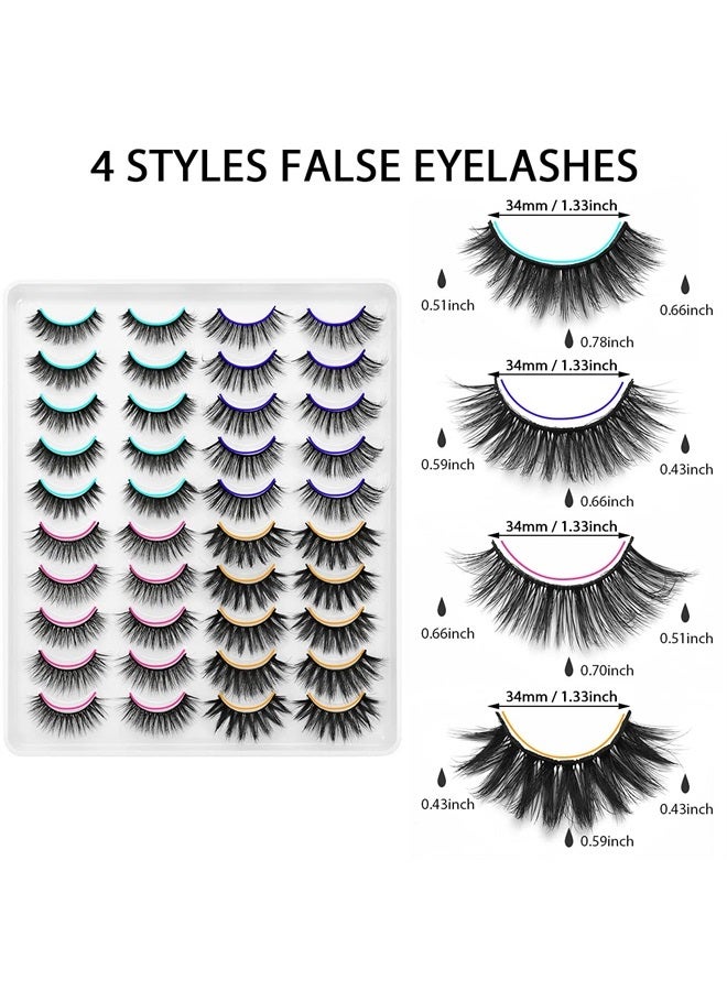DYSILK Lashes Fluffy Fake Eyelashes - 20 Pairs 6D 4 Styles Mixed Lashes Faux Mink Eyelashes - False Lashes Mink Lashes Natural Look Cat Eye Lashes Wispy Eyelashes Pack| 11mm-20mm - Image 2