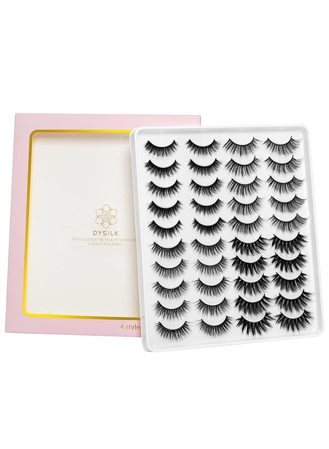 DYSILK Lashes Fluffy Fake Eyelashes - 20 Pairs 6D 4 Styles Mixed Lashes Faux Mink Eyelashes - False Lashes Mink Lashes Natural Look Cat Eye Lashes Wispy Eyelashes Pack| 11mm-20mm - Image 5
