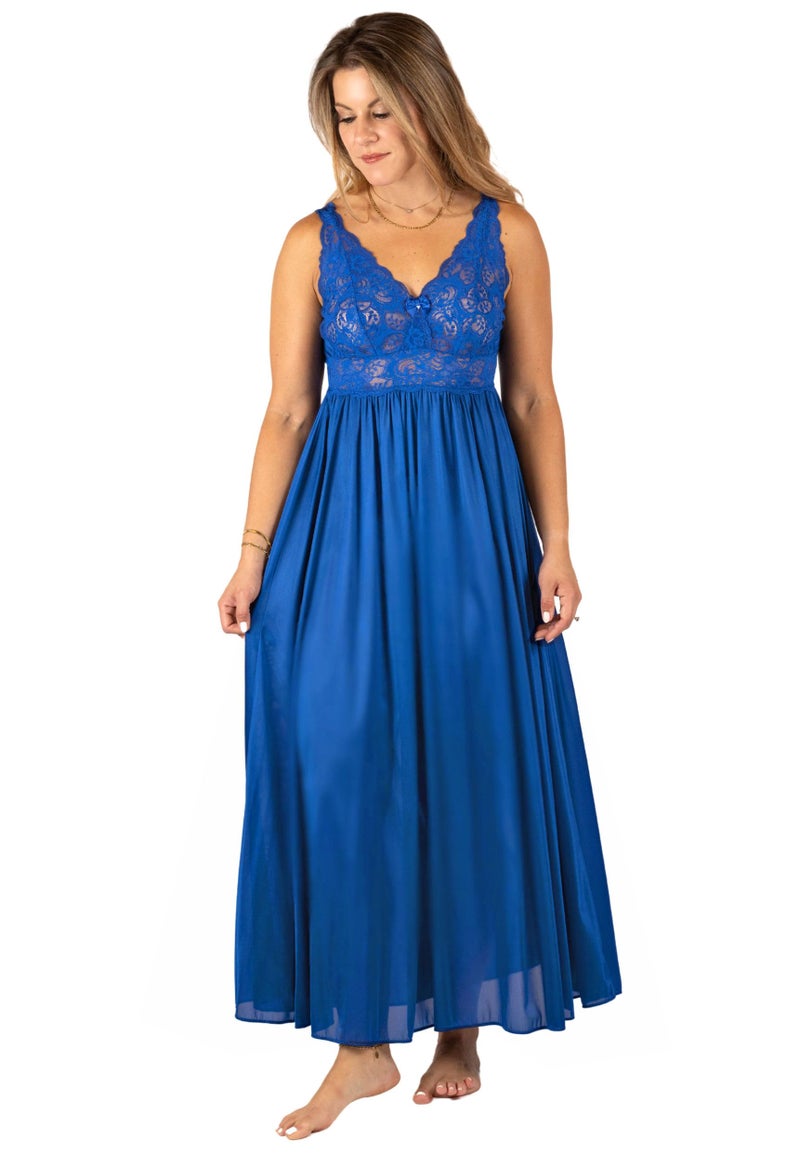Shadowline Silhouette Gown and Peignoir Set (51737), Peri Frost, 1X - Image 3