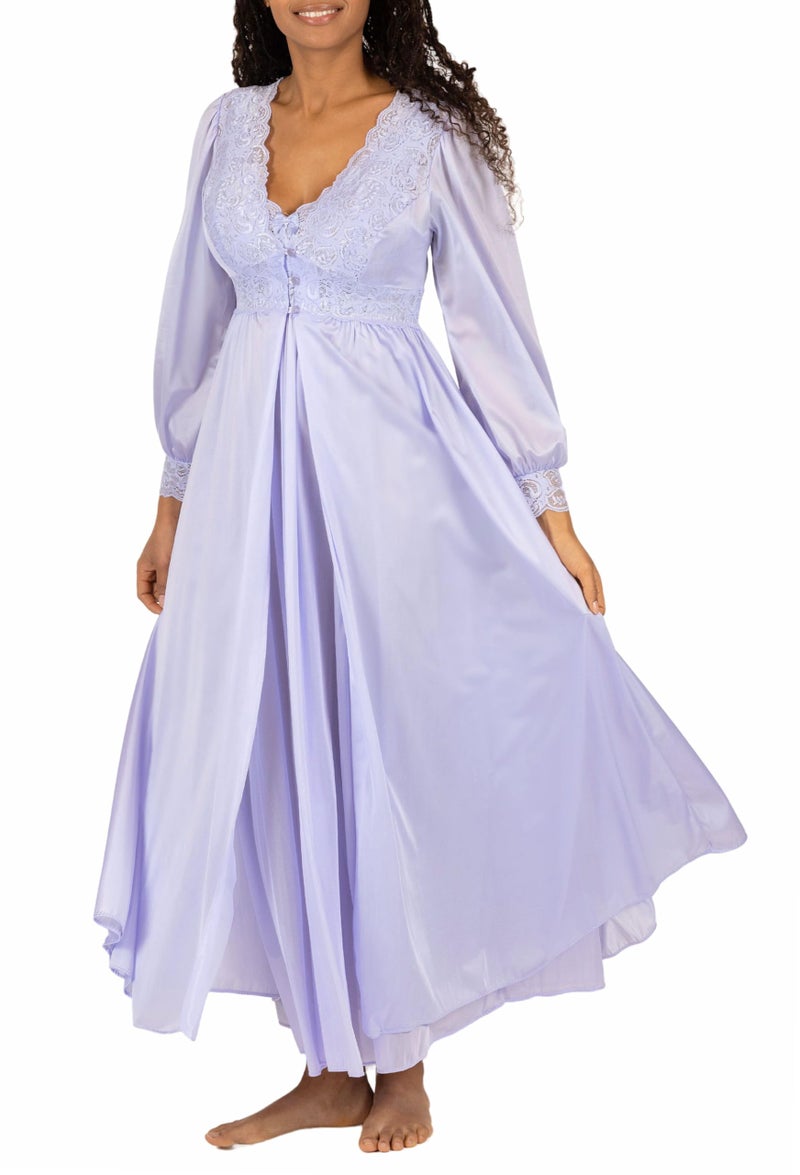 Shadowline Silhouette Gown and Peignoir Set (51737), Peri Frost, 1X - Image 1