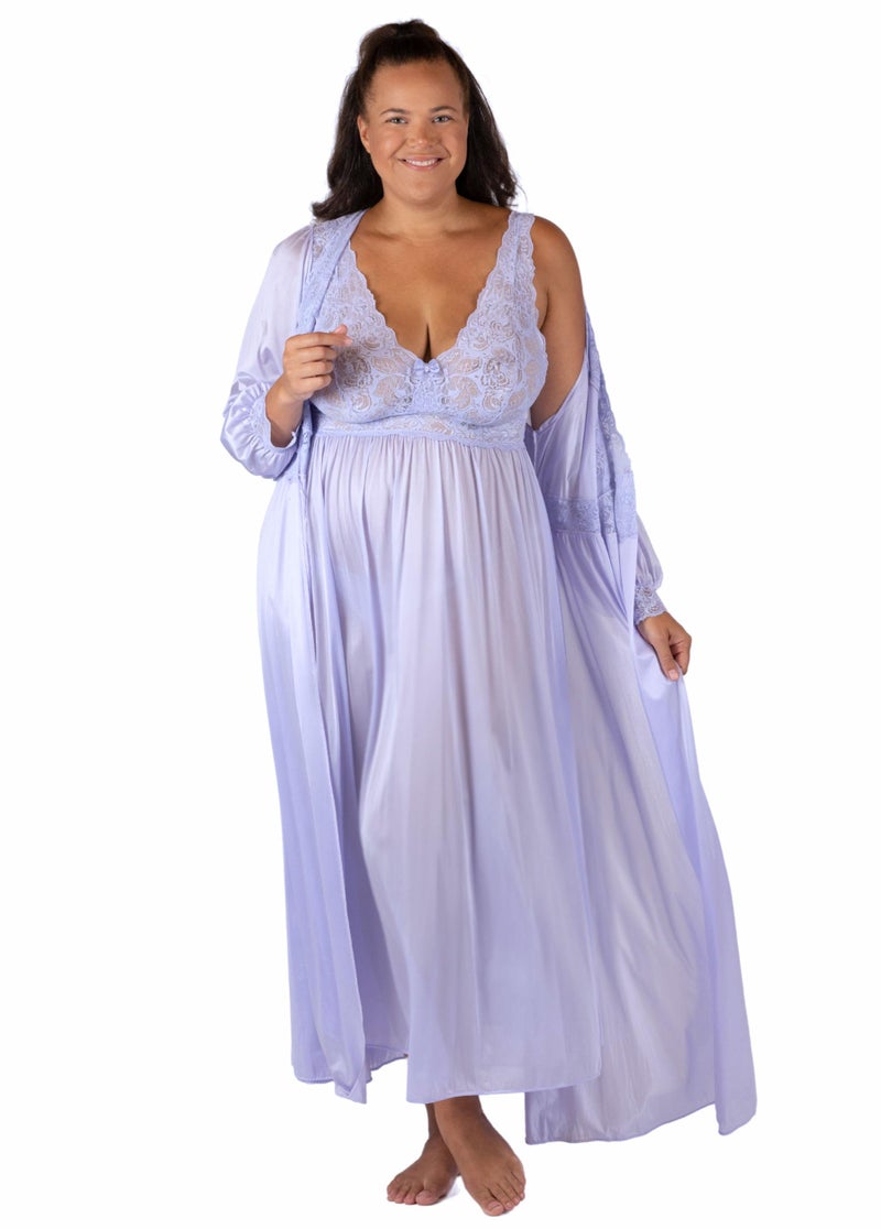 Shadowline Silhouette Gown and Peignoir Set (51737), Peri Frost, 1X - Image 2