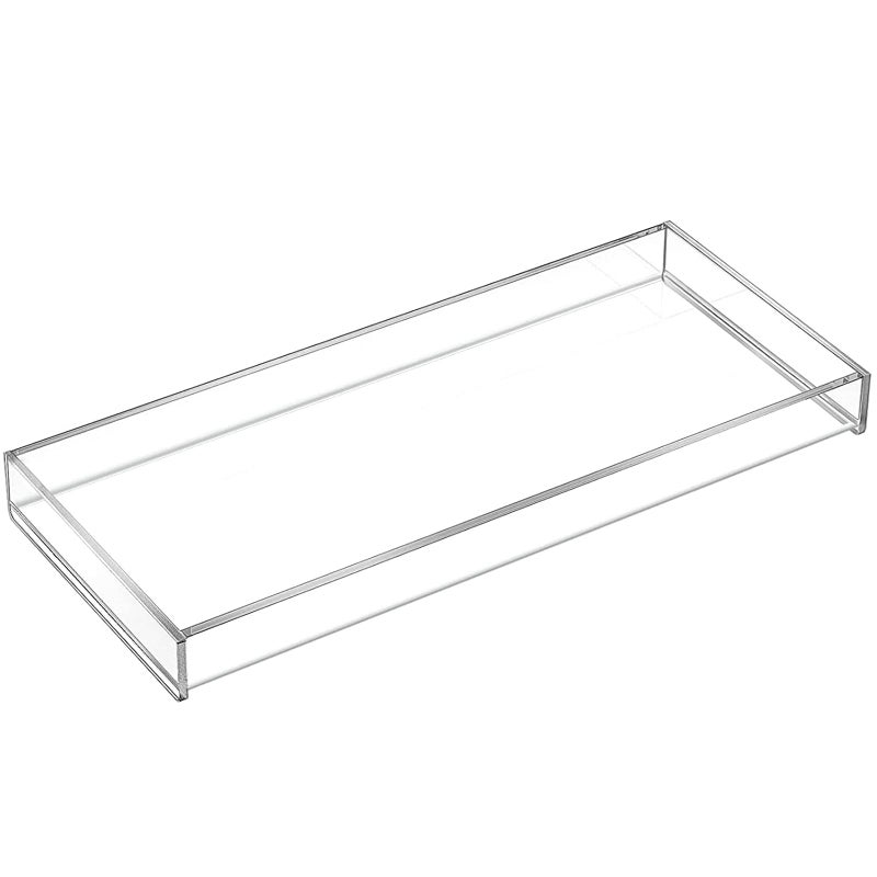 BEST MEDIA Transparent Acrylic Vanity Tray, a Bathroom Storage Organizer for Countertops, Toilet Tanks, and Bathtubs for your essentials- 30x12-7 cm - Modern - 1 Piece - Transparent