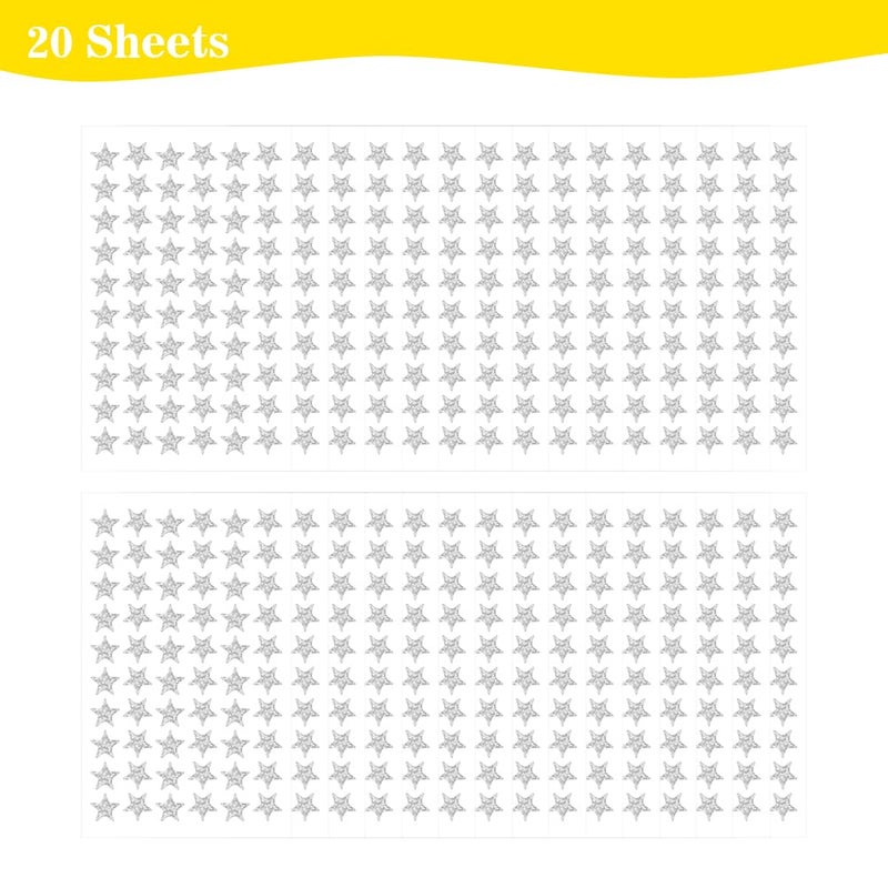 BOEIAC 1080 Pcs Silver Star Stickers  Small Star Stickers  20 Sheets Holographic Star Stickers  Star Sticker For Kids Reward  School Planner  Behavior Chart  Classroom Teacher Supplies  Diy  Home - Image 3