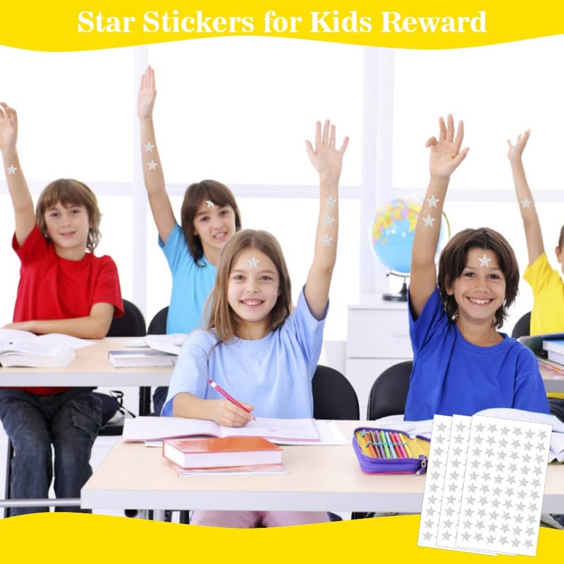 BOEIAC 1080 Pcs Silver Star Stickers  Small Star Stickers  20 Sheets Holographic Star Stickers  Star Sticker For Kids Reward  School Planner  Behavior Chart  Classroom Teacher Supplies  Diy  Home - Image 4