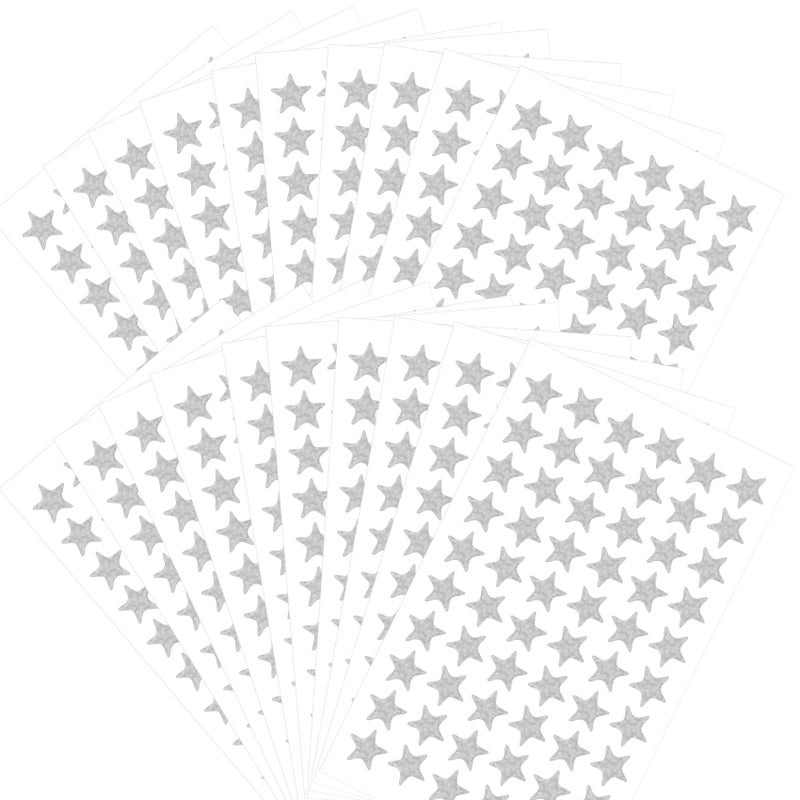 BOEIAC 1080 Pcs Silver Star Stickers  Small Star Stickers  20 Sheets Holographic Star Stickers  Star Sticker For Kids Reward  School Planner  Behavior Chart  Classroom Teacher Supplies  Diy  Home - Image 1
