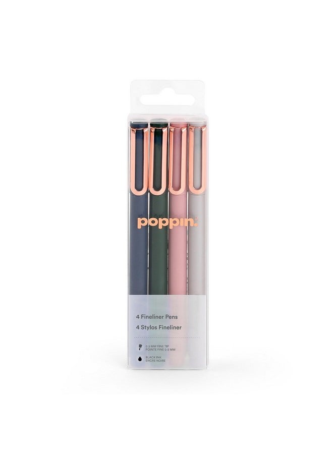 Poppin Fineliner Felt Tip Pens, Smooth Flow, Long Lasting Black Ink, Fine Point Tip, Ideal For Writing, Journaling, Sketching, Assorted Colors, Set Of 4 (Assorted Velvet)  - Image 1