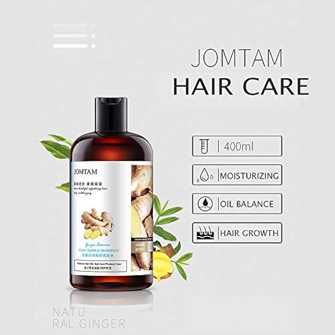 JOMTAM SILKY SUPPLE SHAMPOO HAIR OIL GINGER ESSENCE NATURAL EXTRACT SMOOTH MILD FORMULA ITCH PROTECT MOISTURIZES NOURISHES CLEARS 400ML 13.5FL.OZ - Image 3