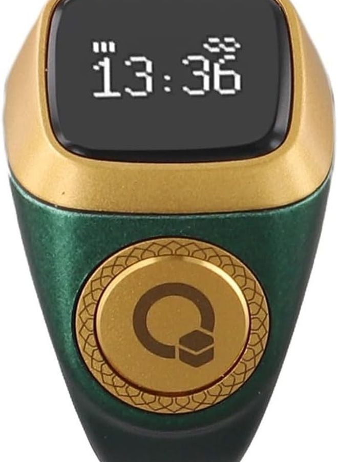 خاتم ذكي بشاشة مقاوم للماء عداد تسابيح رقمي تذكير بوقت الصلاة بالاهتزاز 20 ملم أخضر - Image 5