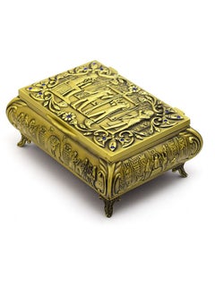 immatgar Immatgar Luxury Egyptian Jewelry Storage Box with Pharaonic Pattern - premium Souvenir gifts for Women and Girls , Home Decor Piece (C shape - Burnt Yellow - 12.5 CM long)  - Image 1