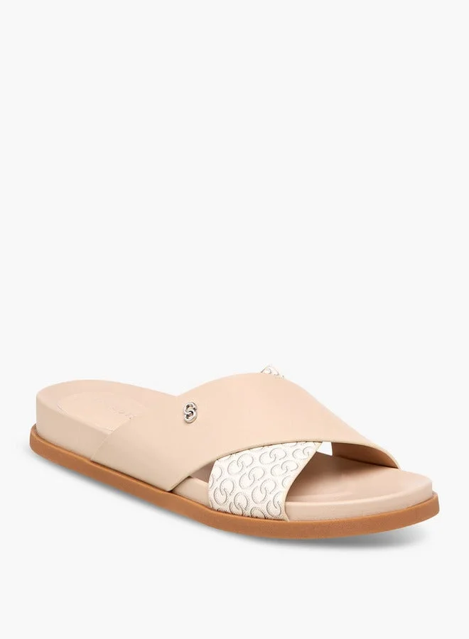 Celeste Women's Cross Strap Monogram Print Sandals
