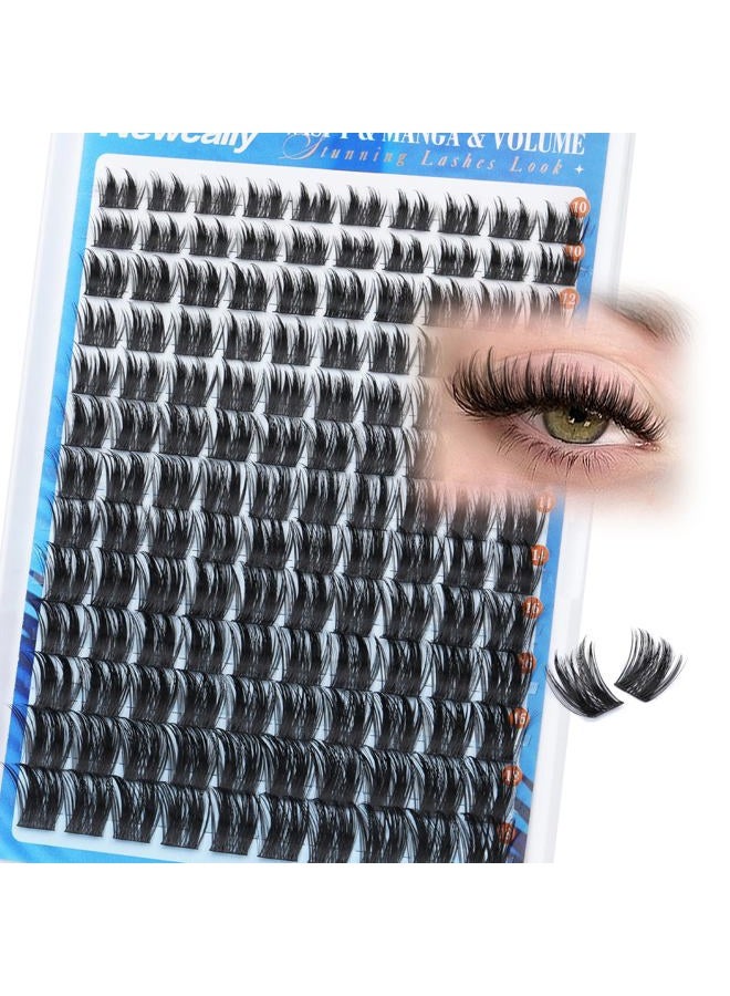 Newcally Eyelash Clusters Volume Lash Clusters Manga Spike Individual Lashes D-curly Wispy DIY Lash Extension 10-18MM Cluster Eyelash Extensions by Newcally - Image 1