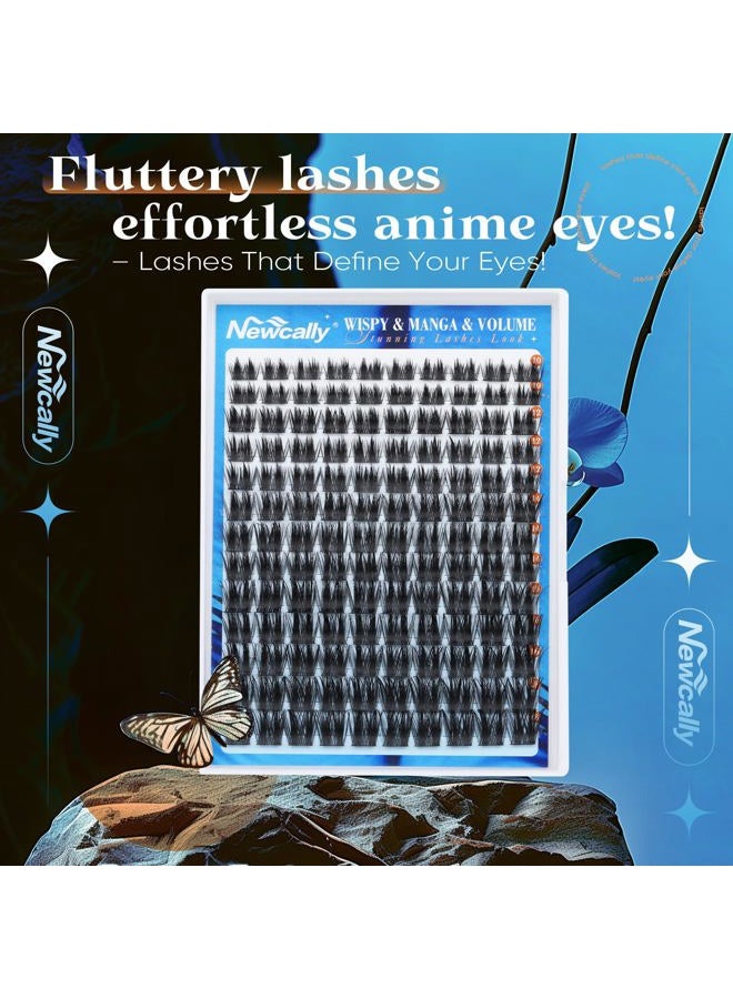 Newcally Eyelash Clusters Volume Lash Clusters Manga Spike Individual Lashes D-curly Wispy DIY Lash Extension 10-18MM Cluster Eyelash Extensions by Newcally - Image 2