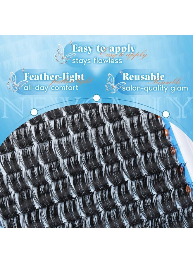 Newcally Eyelash Clusters Volume Lash Clusters Manga Spike Individual Lashes D-curly Wispy DIY Lash Extension 10-18MM Cluster Eyelash Extensions by Newcally - Image 5