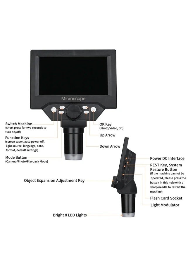 G1200 12MP Digital Microscope with 7″ LCD Screen – Magnification up to 1200x - Image 3