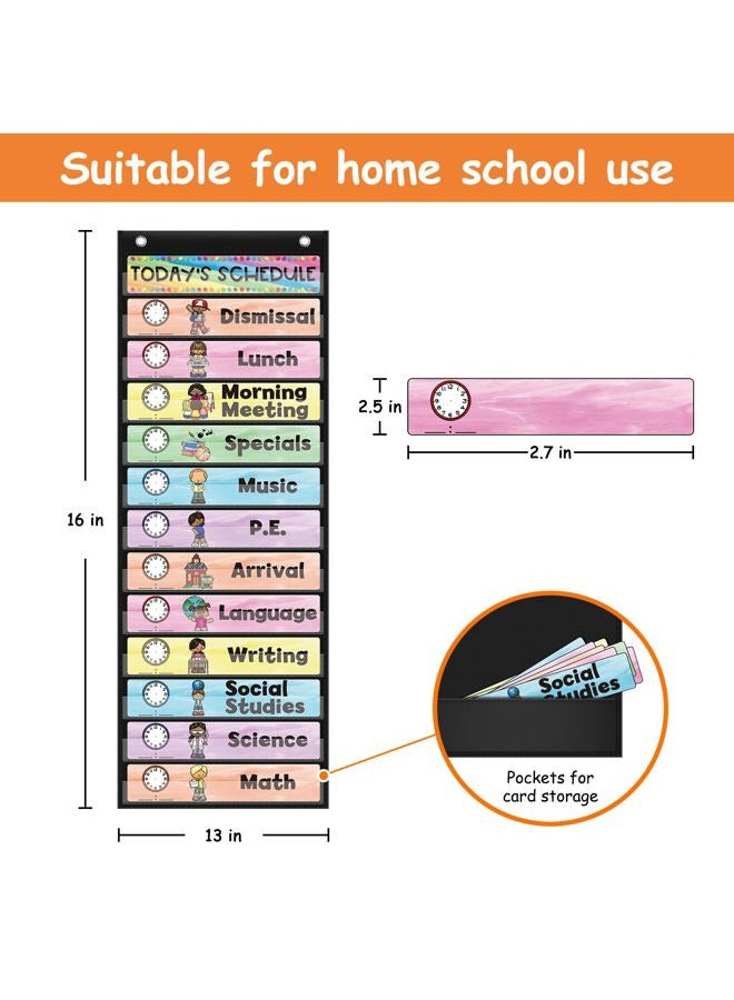 ABCxGOOD Daily Schedule Pocket Chart, Toddler Schedule Chart, 13+1 Pocket, with 21 Dry-Erase Reusable Cards Classroom Must Haves Pocket Chart - Image 5