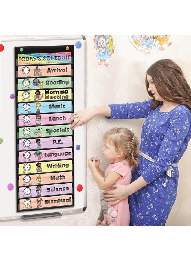 ABCxGOOD Daily Schedule Pocket Chart, Toddler Schedule Chart, 13+1 Pocket, with 21 Dry-Erase Reusable Cards Classroom Must Haves Pocket Chart - Image 2