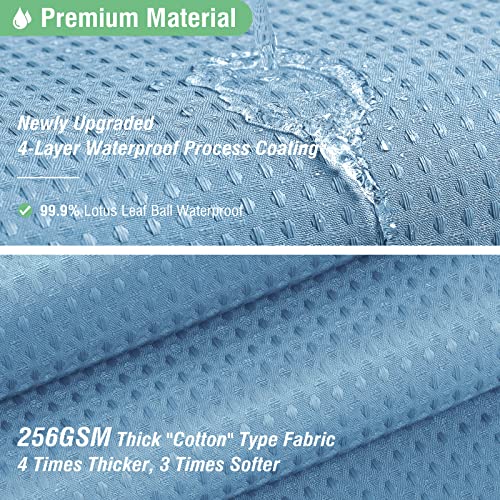 Dynamene Extra Long Shower Curtain - 84 Inch Long Blue Waffle Weave Heavy Duty Fabric Bathroom Shower Curtain, Weighted Hotel Thick Bath Curtain Set with 12 Plastic Hooks,72x84, Moonlight Blue - Image 4