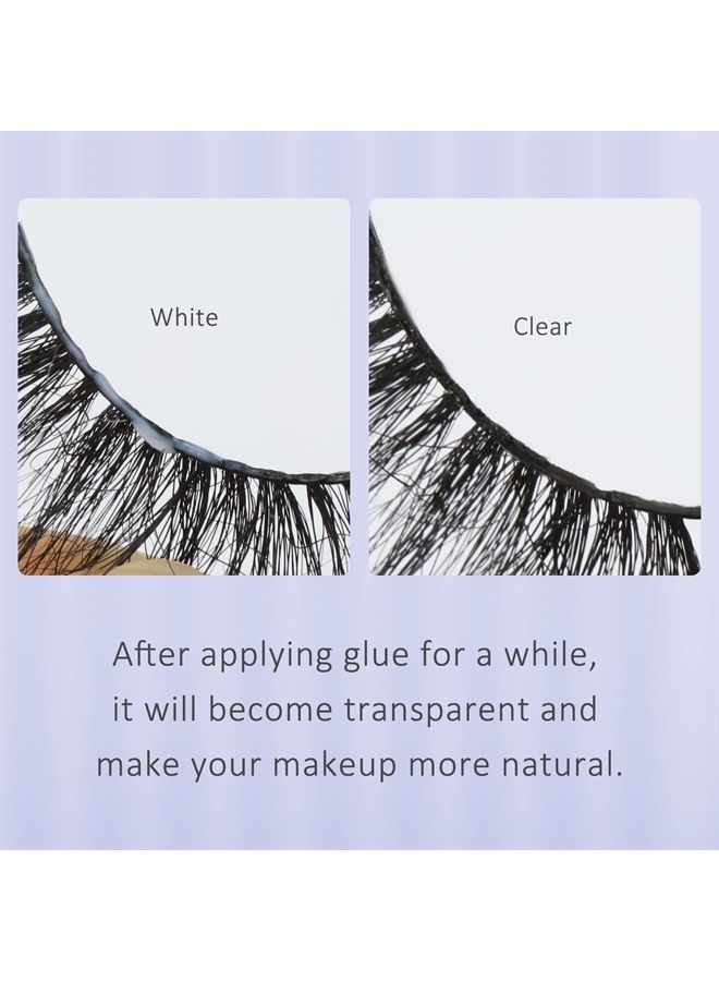 MERETON False Eyelash Glue Super Strong Hold Lash Glue Professional Latex Free Eyelash Glue Waterproof Clear Lash Glue Best White Strip Lash Adhesive Suitable For Sensitive Lash Adhesive 0.17oz - Image 1
