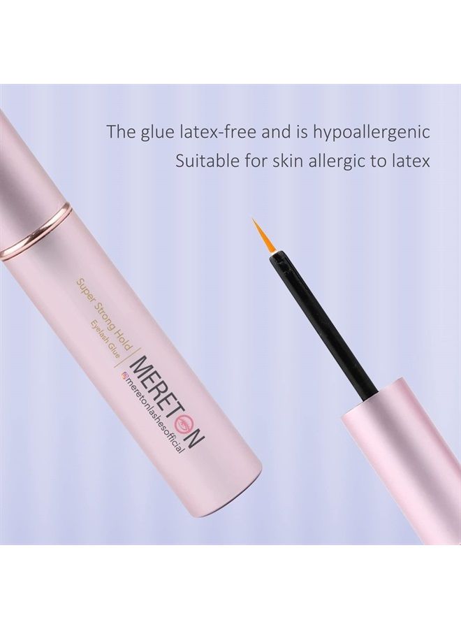 MERETON False Eyelash Glue Super Strong Hold Lash Glue Professional Latex Free Eyelash Glue Waterproof Clear Lash Glue Best White Strip Lash Adhesive Suitable For Sensitive Lash Adhesive 0.17oz - Image 3