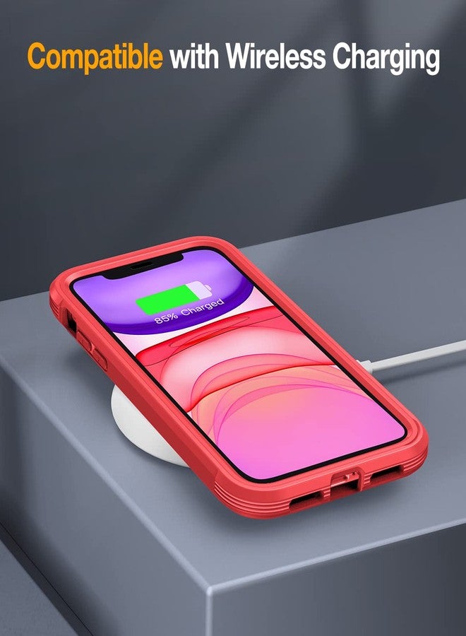 Miracase Glass Series Design for iPhone 11 Case 6.1 Inch 【2023 New】 Full Body Case with Built-in 9H Tempered Glass Screen Protector, Shockproof Bumper Case for iPhone 11 Cover (Red) - Image 5