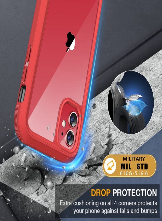 Miracase Glass Series Design for iPhone 11 Case 6.1 Inch 【2023 New】 Full Body Case with Built-in 9H Tempered Glass Screen Protector, Shockproof Bumper Case for iPhone 11 Cover (Red) - Image 3