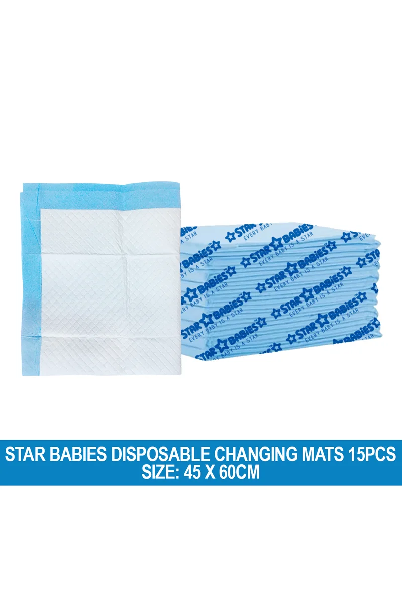 ستار بيبيز Star Babies Disposable Changing mat Large (45 x 60cm) Pack of 15 - Blue