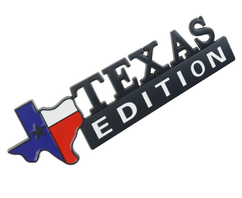 1x Metal Chrome Texas Edition Star Sate Flag Emblem Fender Side Door Sticker Black White
