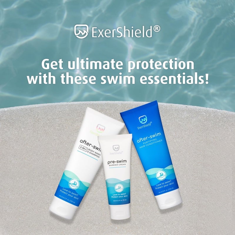 Exershield 2 in 1 Chlorine Body Wash and Chlorine Shampoo for Swimmers - After Swim Chlorine Odor Removal Body Wash and Swimmer Shampoo; NEW IMPROVED CAP DESIGN - Image 5