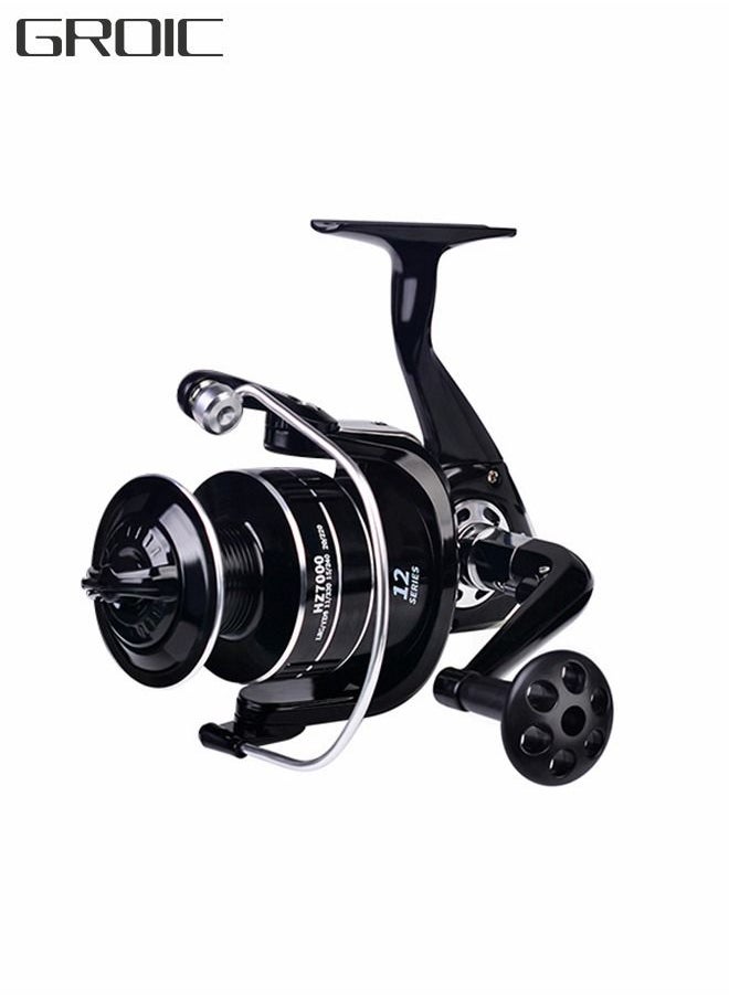 GROIC Fishing Reel Wheel Full Metal Wear Resistant Foldable Spinning Wheel Waterproof with Wooden Handle for Seawater Freshwater-4000  - Image 1