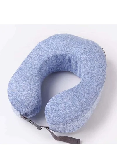 MNUK MNP-1 Neck Pillow for Traveling, Blue | Memory Cotton U-Shaped Travel Pillow with Magnetic Cloth for Ultimate Comfort | Ideal for Car, Flight & Office Naps