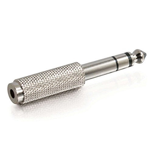 C2G/ Cables To Go 40639 1/4 Inch Stereo Male to 3.5mm Stereo Female Adapter, TAA Compliant, Silver - Image 2