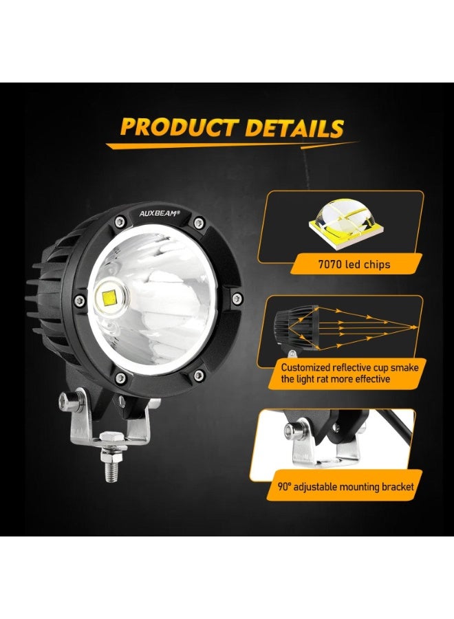 Auxbeam C4 Series | 4 Inch 100W Spot Round LED Pods White LED Driving Lights - Image 2