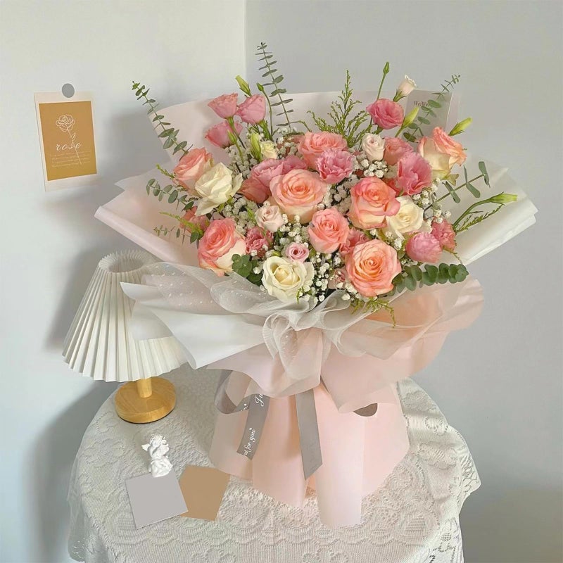 Gloreyan 20 Sheets Flower Wrapping Paper, Pink Florist Bouquet DIY Craft Fresh Flower Bouquet Wrap Waterproof Floral Wrapping Gift Box Packaging Material Florist Supplies, 22.8 * 22.8 Inches(Pink) - Image 2