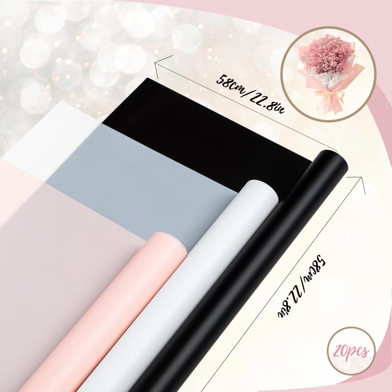 Gloreyan 20 Sheets Flower Wrapping Paper, Pink Florist Bouquet DIY Craft Fresh Flower Bouquet Wrap Waterproof Floral Wrapping Gift Box Packaging Material Florist Supplies, 22.8 * 22.8 Inches(Pink) - Image 4