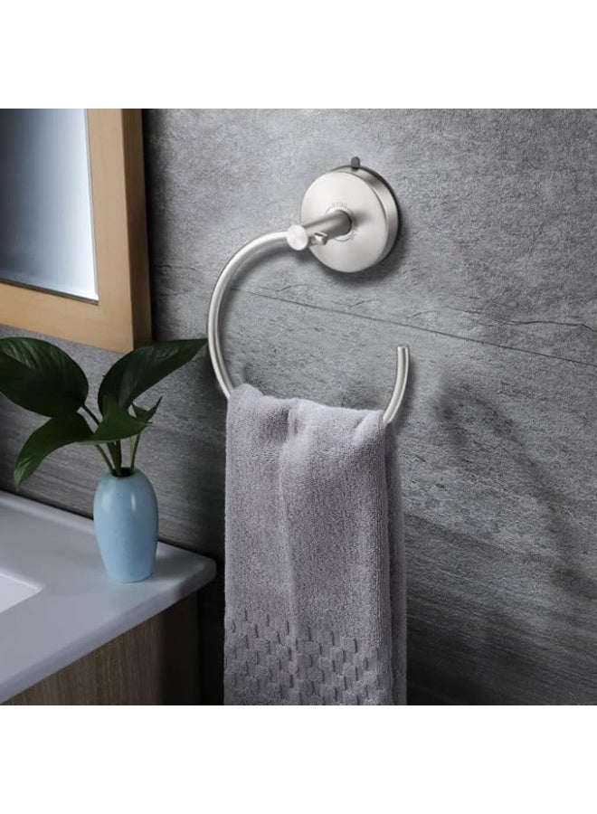 DGYB Suction Cup Hand Towel Ring Brushed Nickel Hand Towel Holder for Bathroom Wall SUS 304 Stainless Steel Kitchen Towel Hanger - Image 2