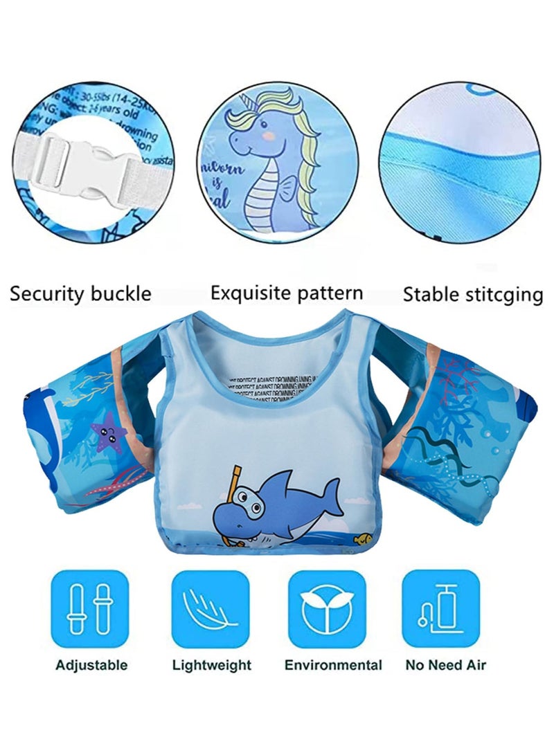 AUTOYSUR Toddler Swim Vest for Kids, Cartoon Swimming Water Wings Pool Float Vests Sleeves Shoulder Straps Arm Band Swim Arm Floaties 13-30lbs - Image 3