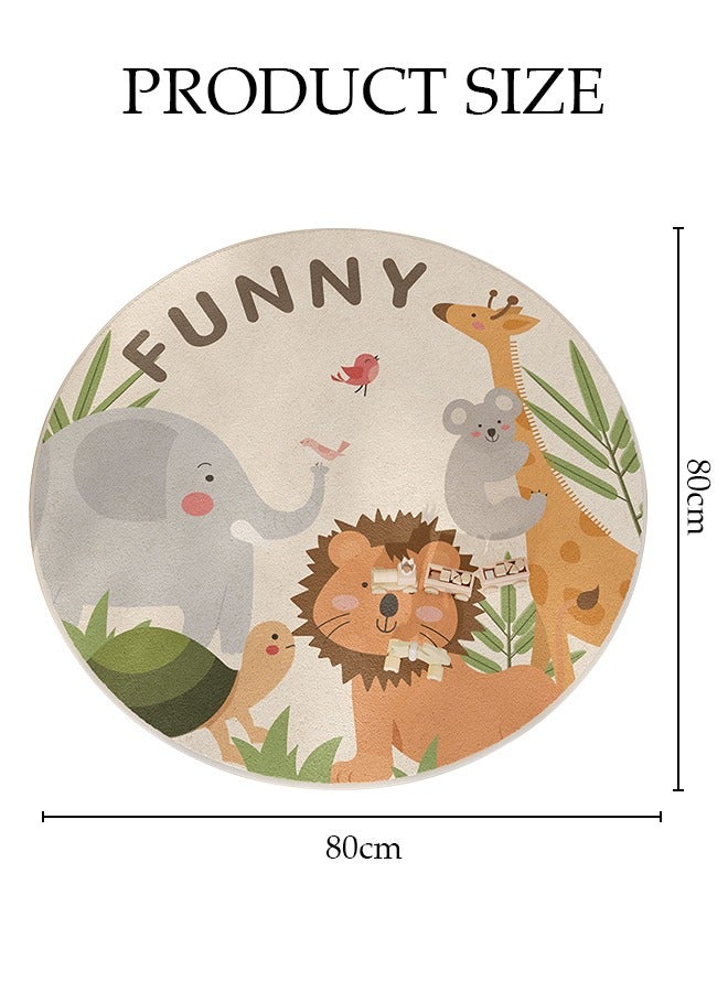 DUNISO Round Rug, Animals Large Non Slip Super Soft Plush Area Rug for Kids Room Playroom Nursery Bedroom, Educational Washable Circular Floor Mat for Home Room Decorative (Zoo)  - Image 2