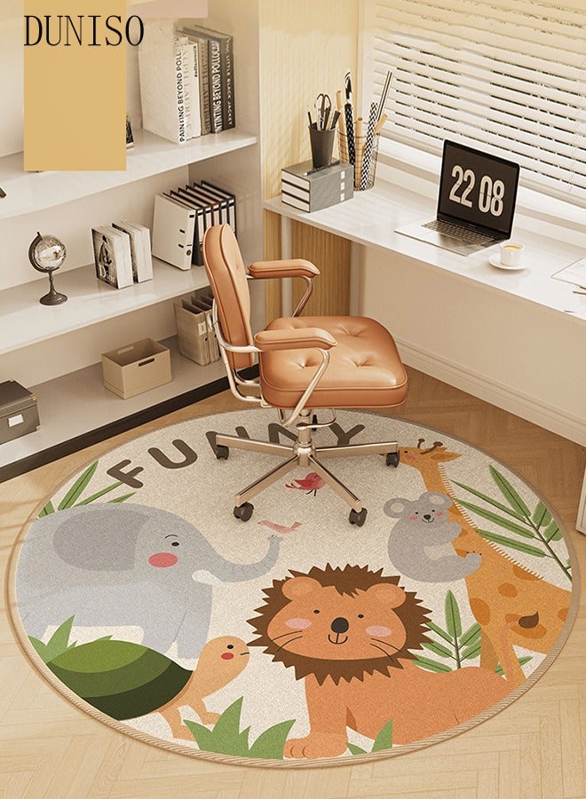 DUNISO Round Rug, Animals Large Non Slip Super Soft Plush Area Rug for Kids Room Playroom Nursery Bedroom, Educational Washable Circular Floor Mat for Home Room Decorative (Zoo)  - Image 3