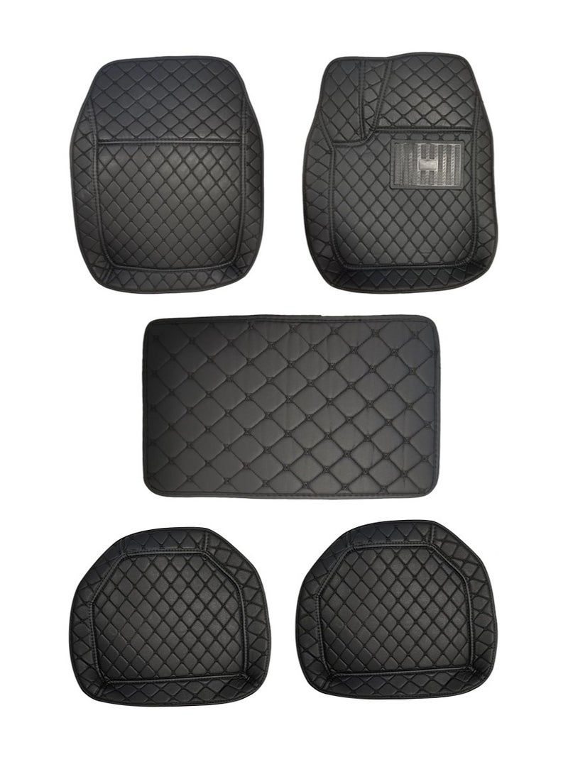 Generic 3D Car Floor Mat Set 5Pcs Set Car Mat Set Contrast Stitching Mat Black  - Image 2