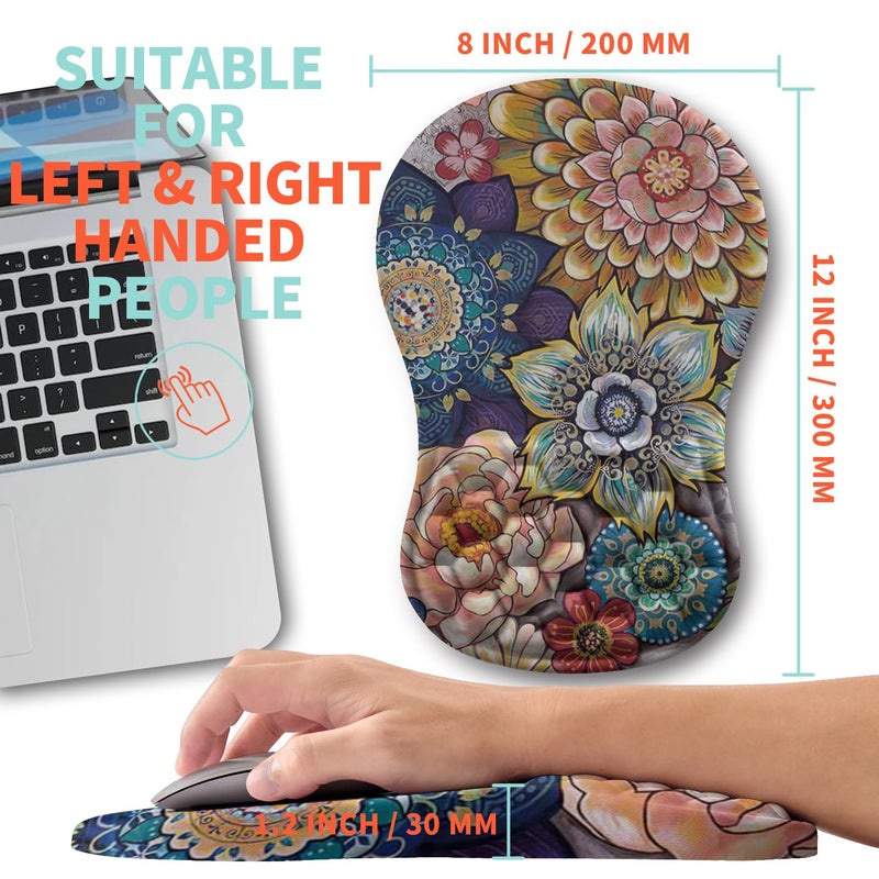Kuosgm Ergonomic Mouse Pad Wrist Support with Memory Foam Massage Bulge, Carpal Tunnel Pain Relief Mousepad Wrist Rest for Mouse(12x8 inch, Blooming) - Image 5