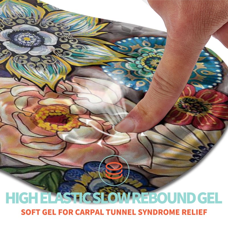 Kuosgm Ergonomic Mouse Pad Wrist Support with Memory Foam Massage Bulge, Carpal Tunnel Pain Relief Mousepad Wrist Rest for Mouse(12x8 inch, Blooming) - Image 2