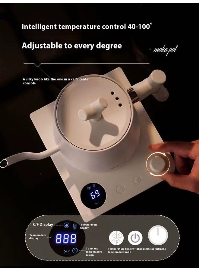 DOMUIK Gooseneck Kettle V60 Coffee Kettle 1L Power Knob Temperature Adjustment with Digital Display Temperature Automatic Insulation Stainless Steel Material 1000W Suitable for Home and Office White  - Image 3