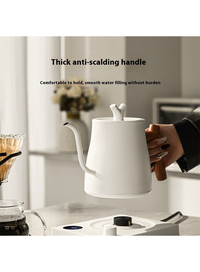 DOMUIK Gooseneck Kettle V60 Coffee Kettle 1L Power Knob Temperature Adjustment with Digital Display Temperature Automatic Insulation Stainless Steel Material 1000W Suitable for Home and Office White  - Image 4