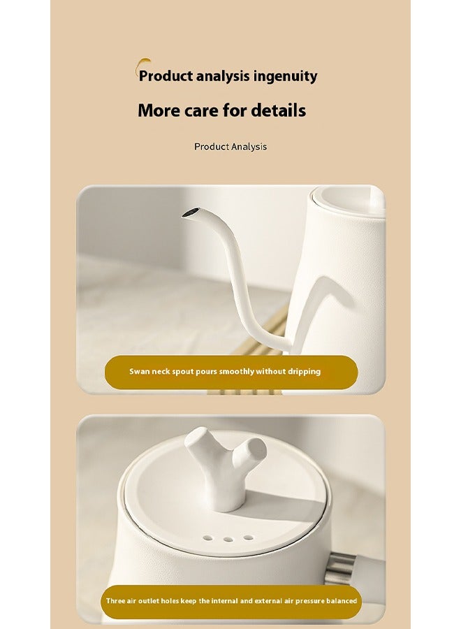 DOMUIK Gooseneck Kettle V60 Coffee Kettle 1L Power Knob Temperature Adjustment with Digital Display Temperature Automatic Insulation Stainless Steel Material 1000W Suitable for Home and Office White  - Image 5