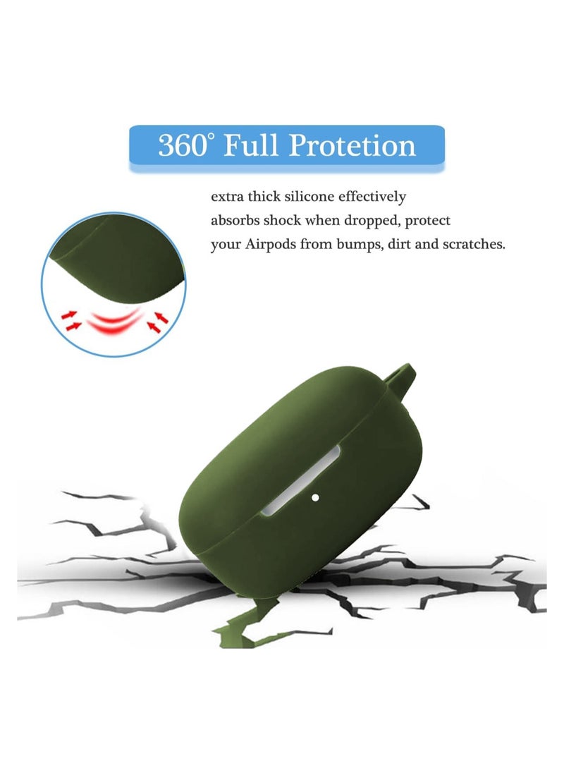 Generic Silicone Case for Redmi Buds 6 Play with Carabiner&Cleaning tool, Soft and Flexible, Ultra-Thin Shockproof Cover Slim-Fit Anti-Fall Earphone Case-Green  - Image 4