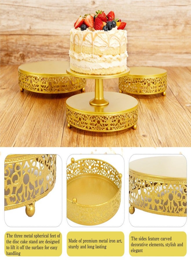 UCEHIPAW 4 Pcs Cake Stand Gold Pastry Candy Display Plate Set Round Metal Dessert Cupcake Stands for Tea Party Wedding Birthday Event Anniversary Celebration (6'' 8" 10" 12" inch) - Image 3