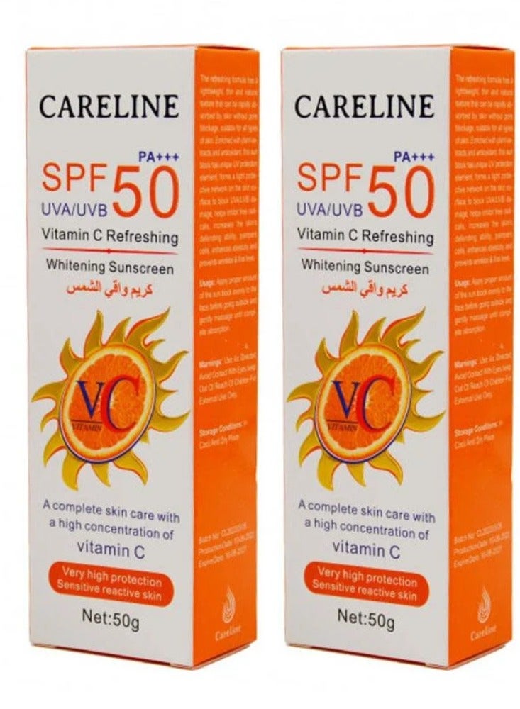 Careline Two Pieces of Vitamin C Refreshing Whitening Sunscreen 50 grams SPF 50 - Image 1